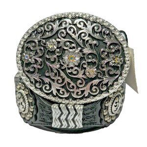 TONY LAMA Concho Belt black leather Women’s 30 M WESTERN RODEO Studs Crystals